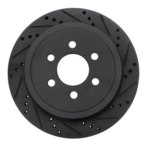 Dodge Durango Brake Rotor (1) - Rear Right - R1 Concepts - Drilled & Slotted - Black - 2003